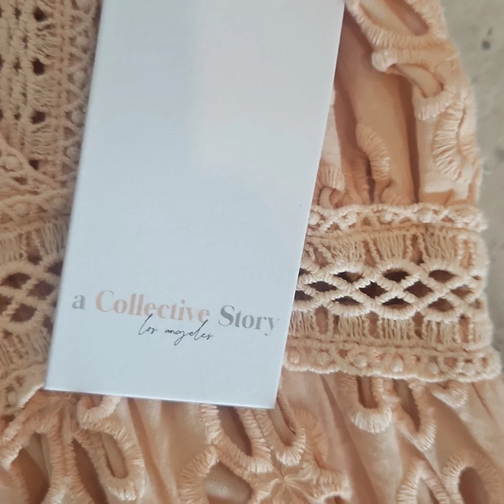 A Collective Story Peach Eyelet Maxi Dress XS | 100% Cotton | New With Tags - Picture 4 of 9